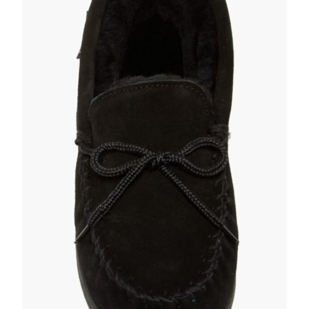 BEARPAW Mindy Genuine Sheepskin Fur Lined Moccasin Black Women's Size 8 NEW [jb] - Picture 2 of 11